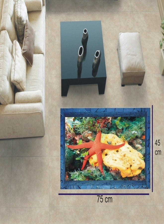 Jump up Star Fish On The Sea Level in The Tank, Floor Sticker, 3D, Peel and Stick, PVC Vinyl, Easy to use, Multicolor, Size 75 cm X 45 cm, Pack of 1, Brand Jump up - Image 2